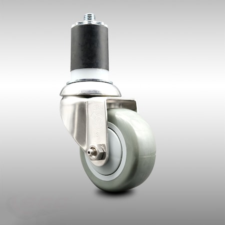 Service Caster 3.5 Inch 316SS Gray Polyurethane Wheel Swivel 1-3/4 Inch Expanding Stem Caster SCC-SS316EX20S3514-PPUB-134